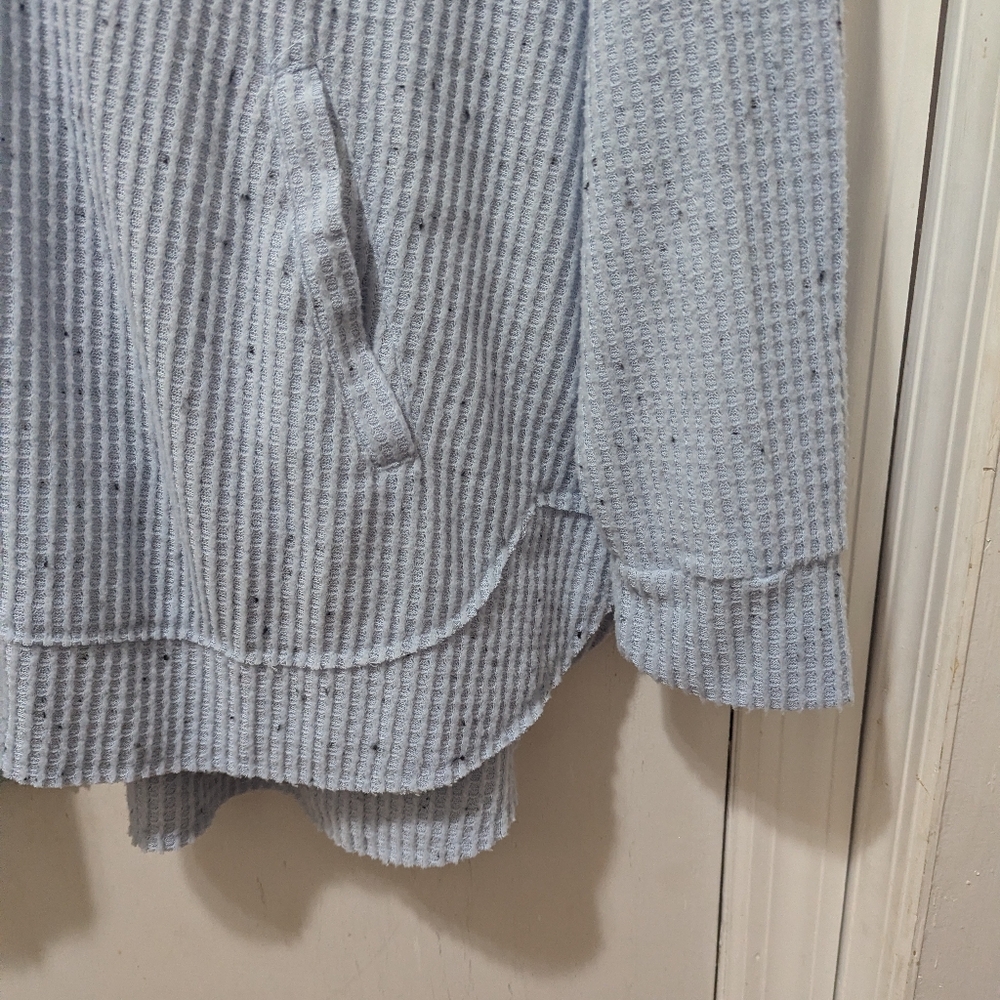 The Sweatshirt Project 2XL Thermal Light Blue Hooded Sweater with Button Detail - Picture 2 of 6